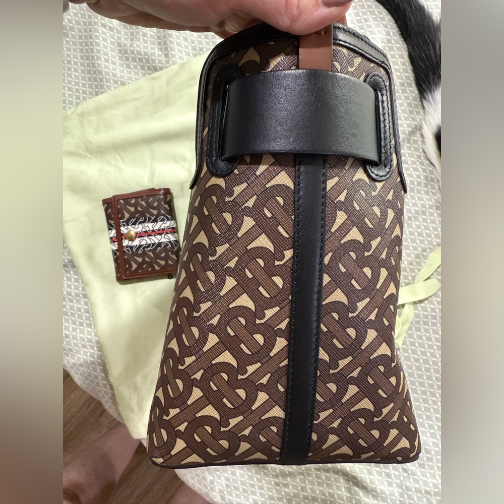 Burberry Brown and Black Monogram Tote with Red Accents - Picture 6 of 8